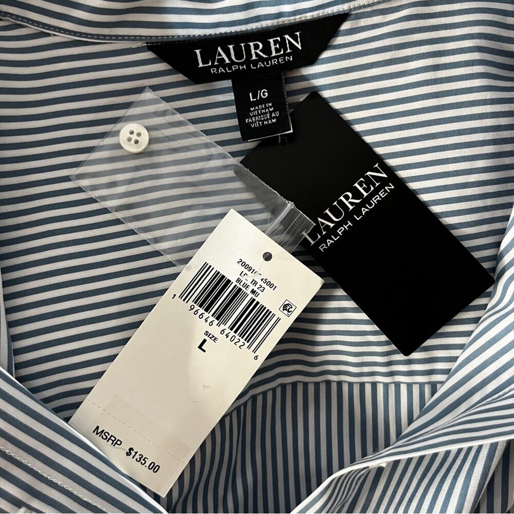 Lauren Ralph Lauren Striped tie front striped shirt - large - Picture 11 of 13